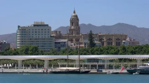 Malaga waterfront in Spain Stock Footage 159173134
