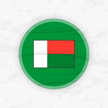 Malagasy Flag in a Circular Emblem Design, Abstract Round Sticker Illustratio Иллюстрация