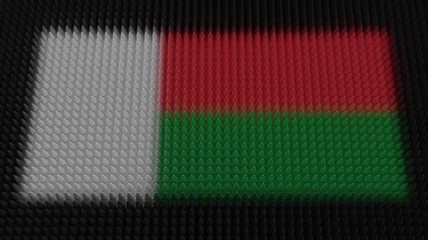 Malagasy Flag Light Shining on Scrolling Bullets Stock Footage 313046380