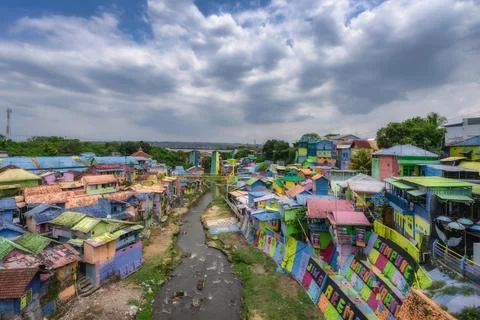 Malang, Java, Indonesia, 2 Oct 2024 This stunning aerial view showcases a vib Stock Photos
