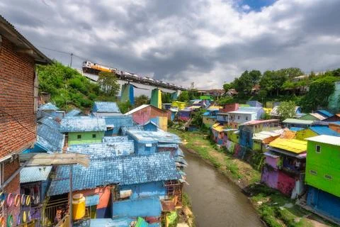 Malang, Java, Indonesia, 2 Oct 2024 A scenic view of brightly painted houses  Fotos Stock