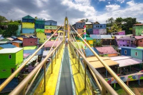 Malang, Java, Indonesia, 2 Oct 2024 A breathtaking view showcases colorful ho Fotos Stock