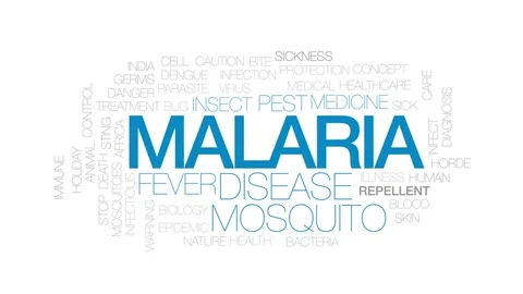 Malaria animated word cloud, text design animation. Kinetic typography. Stock Footage