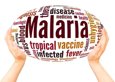Malaria word cloud hand sphere concept Stock Photos