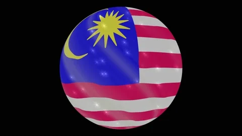Malasya flag in a round ball rotates. Flicker and shine. Animation loop Stock Footage 145857653