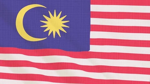 Malasya flag waving in the wind. Background with rough textile texture Stock Footage 83854631