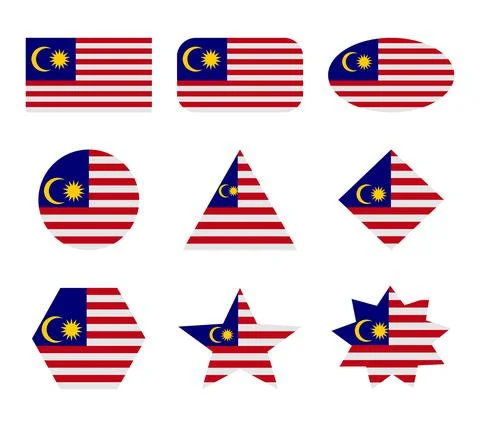 Malasya set of flags with geometric shapes Stock Illustration