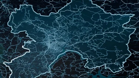 Malatya Turkey Glowing Digital Map Animation 4K Vidéo 340029259