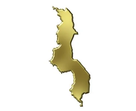 Malawi 3d golden map Stock Illustration
