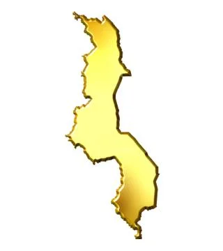 Malawi 3d Golden Map Stock Illustration