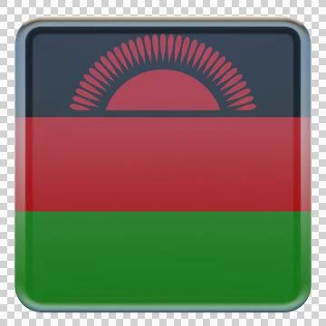 Malawi 3d illustration flag on pole. Wood flagpole Illustrazione stock