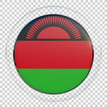 Malawi 3d illustration flag on pole. Wood flagpole Illustrazione stock