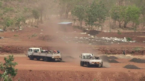 Malawi: african workers unloading trukcs Stock Footage 289913