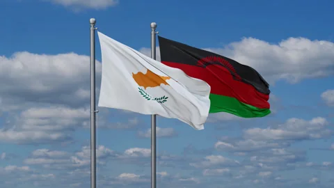 Malawi and Cyprus two flags Stock Footage 286063483