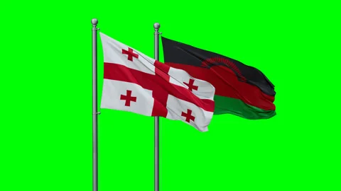 Malawi and Georgia two flags Stock Footage 293208074