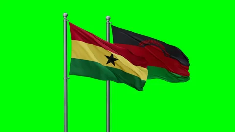 Malawi and Ghana two flags Stock Footage 292799836