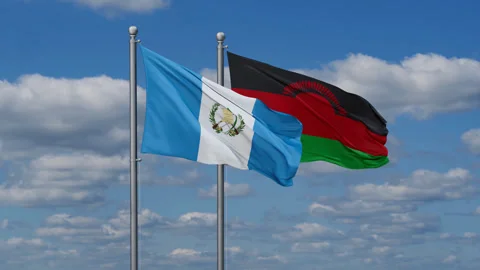 Malawi and Guatemala two flags Stock Footage 282597588