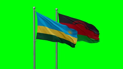 Malawi and Rwanda two flags Stock Footage 295099909