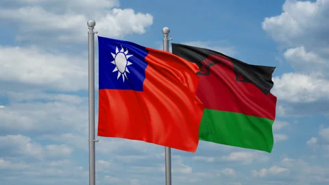 Malawi and Taiwan two flags Stock Footage 268061589