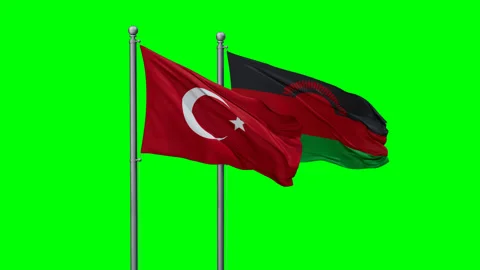 Malawi and Turkey two flags Stock Footage 289663642