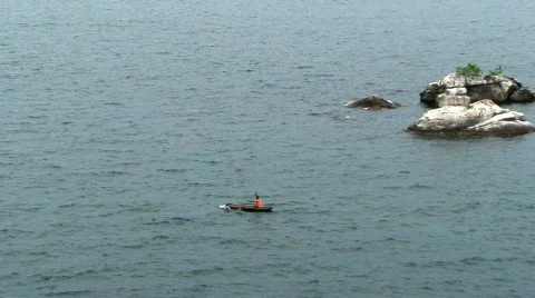 Malawi: canoe in a lake 2 Stock Footage 363784