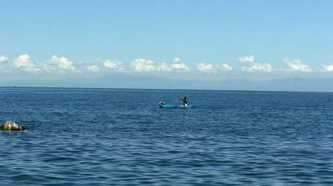 Malawi: canoe in a lake 4 Stock Footage 446352