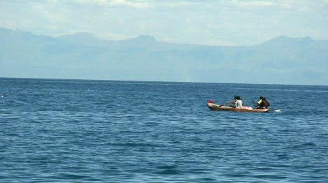 Malawi: canoe in a lake 7 Stock Footage 447555