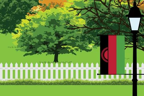 Malawi Day Trees Lamp Vector Illustration Stock Illustration