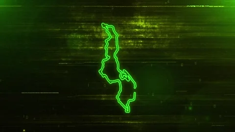 Malawi Digital Futuristic Glitch Map Stock Footage 333604699