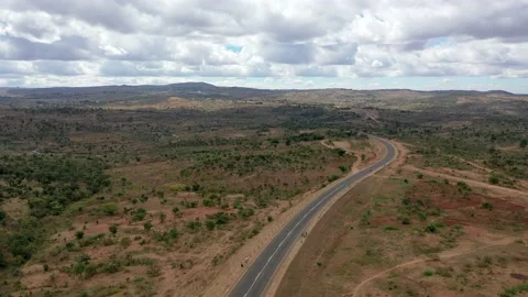 Malawi - Drone - Buzzing a Lonely Highway Stock Footage 168340960