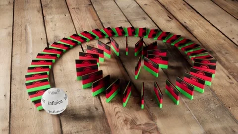 Malawi Flag - Affected by Inflation Stock Footage 321611516