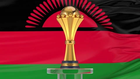 Malawi flag and Afcon trophy Stock Footage 168182032