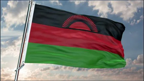 Malawi flag background realistic waving in the wind 8K Ilustración de archivo