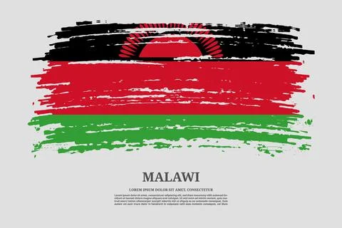 Malawi flag with brush stroke effect and information text poster, vector Stock Illustration