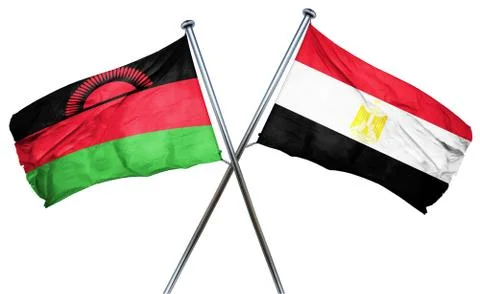 Malawi flag with Egypt flag, 3D rendering Stock Illustration