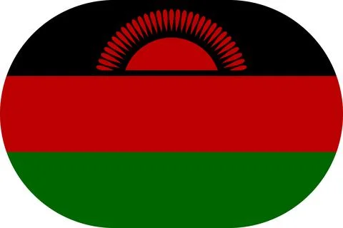 Malawi flag in flat oval design Illustrazione stock
