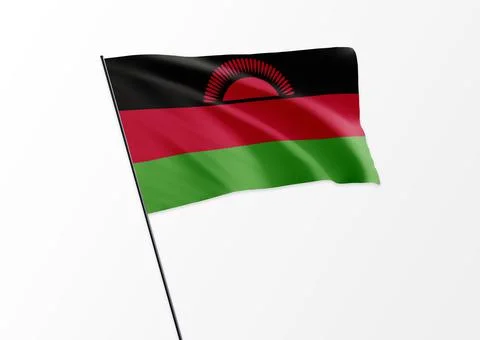 Malawi flag flying high in the isolated background Malawi independence day.  Stock Illustration