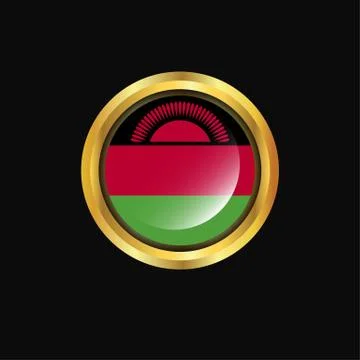 Malawi flag Golden button Stock Illustration