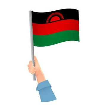 Malawi flag in hand icon Stock Illustration