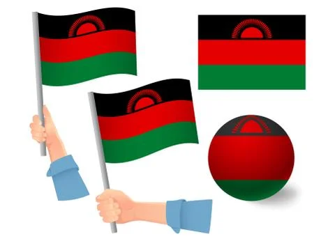 Malawi flag in hand icon Stock Illustration