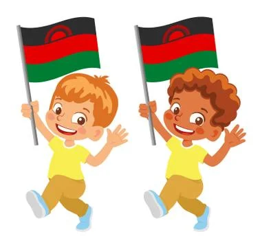 Malawi flag in hand set Stock Illustration