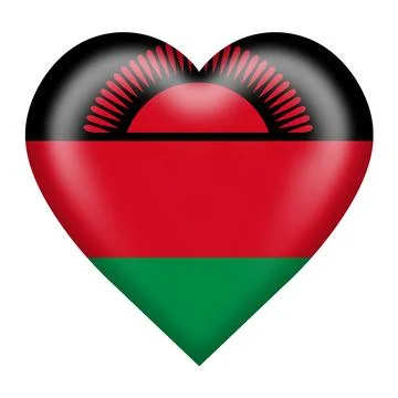 Malawi flag heart button with clipping path Stock Illustration