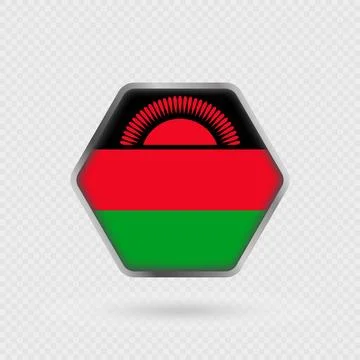 Malawi flag in a hexagon frame. Stock Illustration