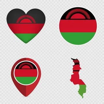 Malawi Flag Icons Pack. Vector illustration. Stock Illustration