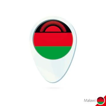 Malawi flag location map pin icon on white background. Stock Illustration