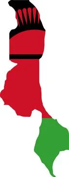 Malawi Flag in Map, Malawi Map with Flag, Country Map, Malawi Map with Flag.. Stock-Illustration