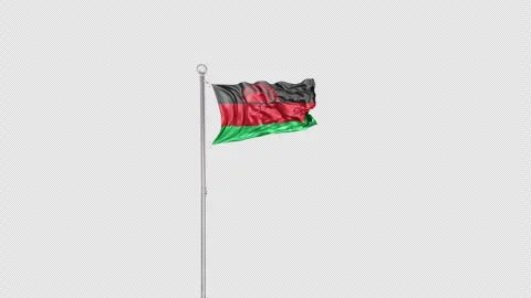 Malawi   Flag Pole  Animation Include Alpha 3D Rendering Video stock 283057736