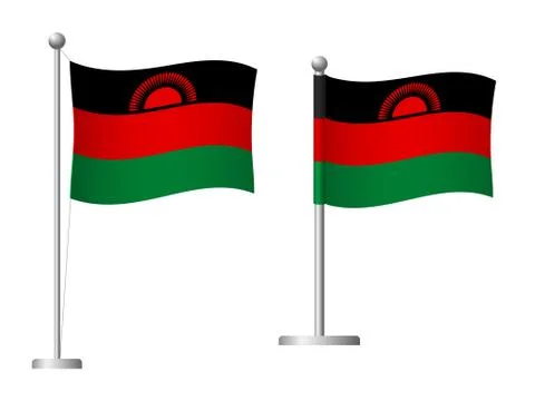 Malawi flag on pole icon Stock Illustration
