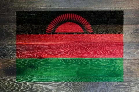 Malawi flag on rustic old wood Stock Illustration