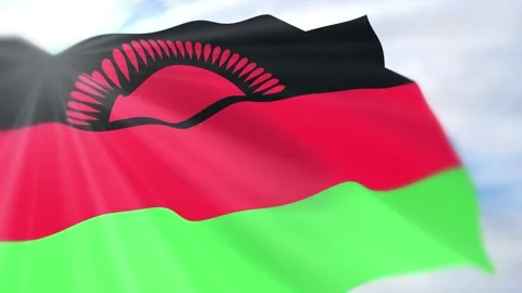 Malawi Flag Seamless Loop 4k 60fps on Sky Background Stock Footage 340617663
